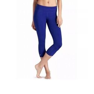 Athleta Blue Capri Athletic Leggings Yoga Women's Size Small Zip Pocket Workout